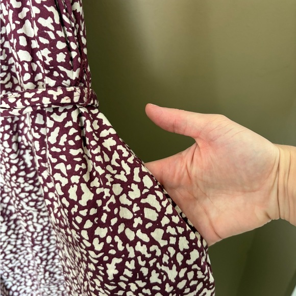 GAP Leopard Maxi Dress Purple Burgundy Ruffle Hem Womens XXL - Picture 4 of 6